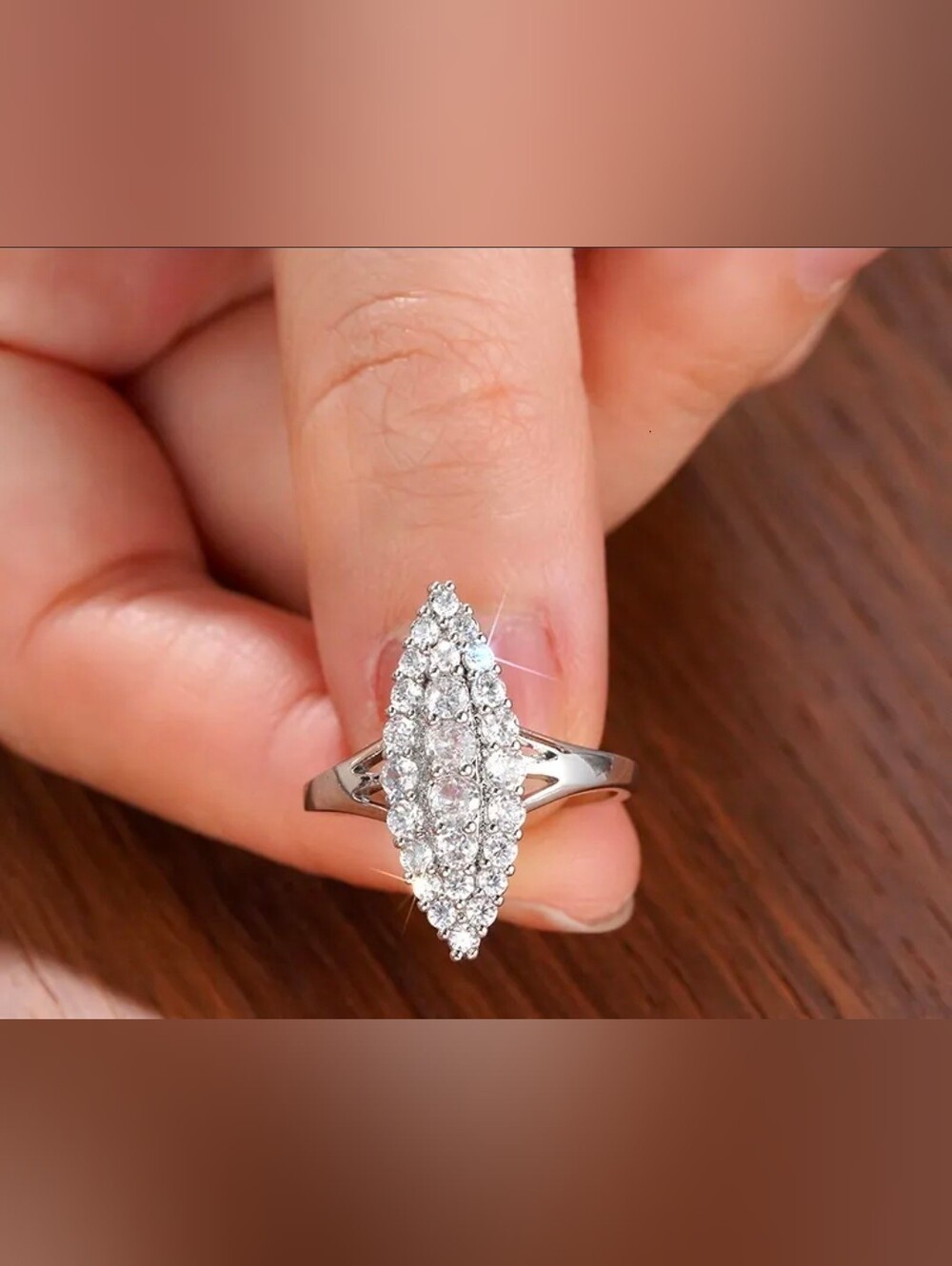 $8 Each Or Bundle 5/$20 Sterling Silver Marquise Pavé Diamond Ring